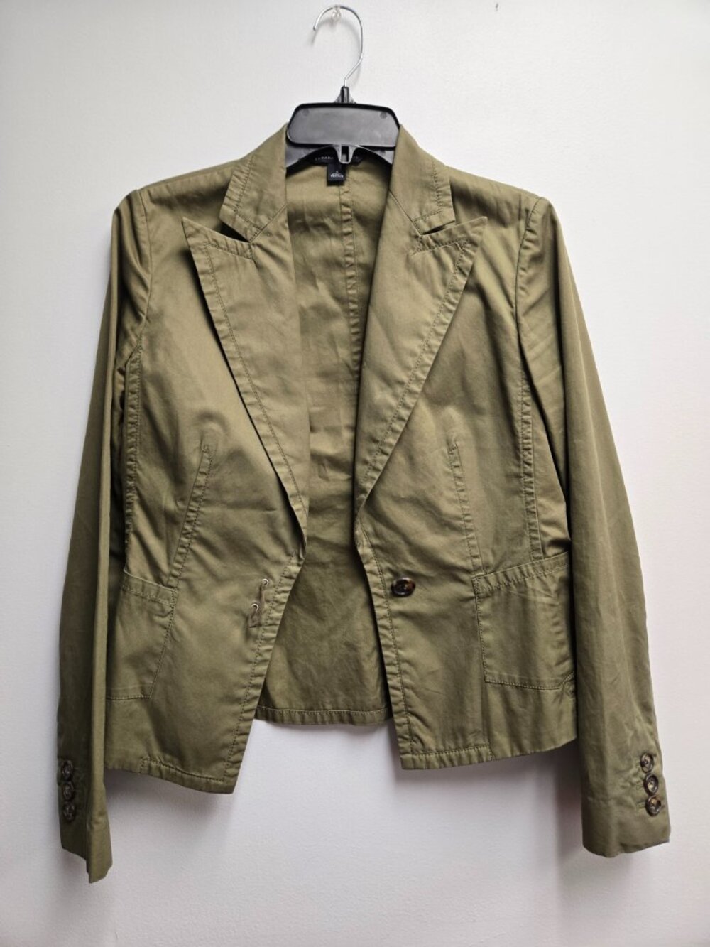 Banana Republic Women's 100% Cotton Blazer Size 4 Military Green Career